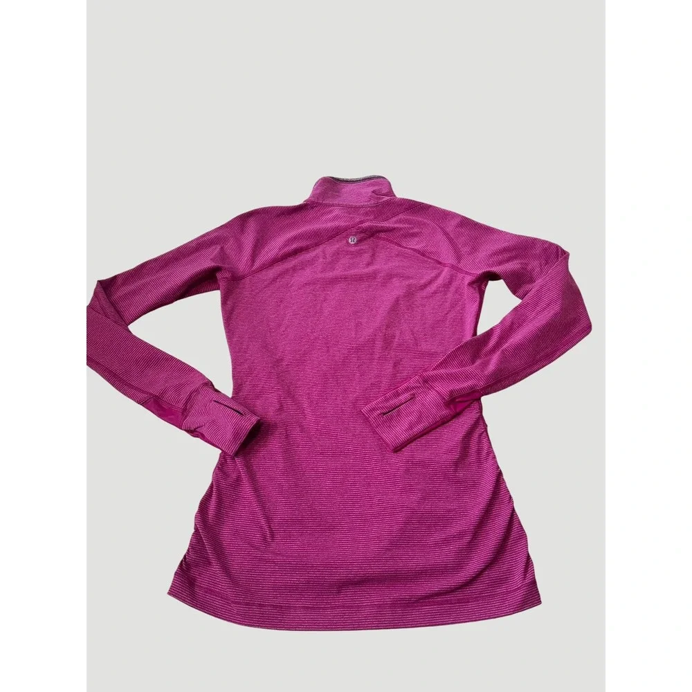 Lululemon Size 6 Running Y2K Kriss Cross 1/2 Zip Pink Stripe Pullover Jacket